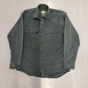 Cabelas Mens Forest Green Cotton Canvas Field Shirt Long Sleeve Size M